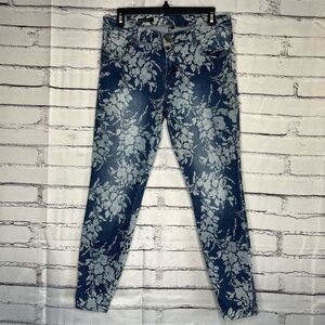 Kut From The Kloth Eva Ankle Skinny Jeans SZ 8 Floral Print Denim Blue Stretch